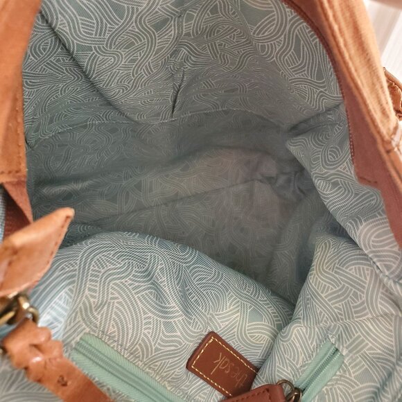 The Sak Ventura convertible backpack in tan/brown Embosses leather - Picture 13 of 14